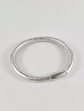 Brighton Woodstock Metallic Silver Leather Charm Bracelet